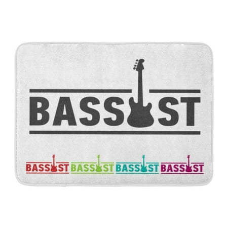 Acoustic Bass Fender GODPOK Artist Fender Bassist Sticker Sign with Bass Guitar Silhouette Acoustic Blues Rug Doormat Bath Mat 23.6x15.7 inch ()