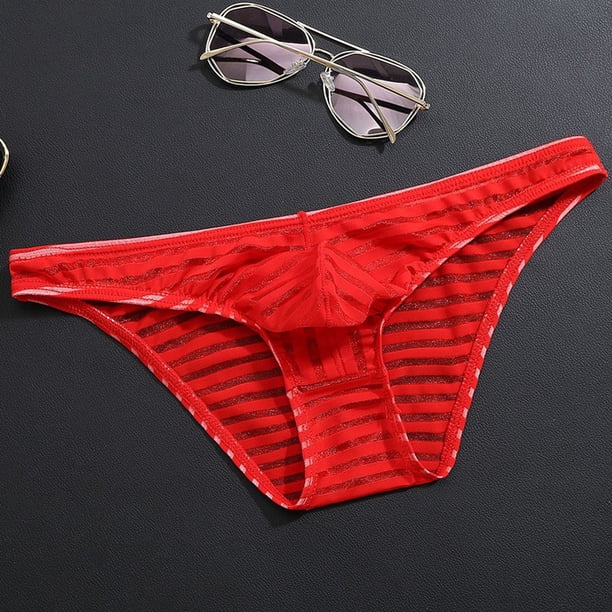 Calzoncillos transparentes de seda de hielo para hombre, ropa interior fina de cintura baja de malla, sexy, transpirable, de verano, pantalones de moda para jóvenes