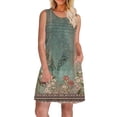 thumbnail image 1 of Ovzne Robes d'Été pour Femmes 2025 Robe d'Été Dégradée Imprimée Ample Sans Manches Col Rond Plissée Robe d'Été Imprimée en Solde, 1 of 7