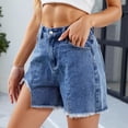 thumbnail image 7 of OSOLU Solid Color Jean Shorts For Women High Waisted Casual Denim Shorts Cute Trendy Summer Denim Jorts With Pockets Daily Relaxed Fit Breathable Bottoms, 7 of 7