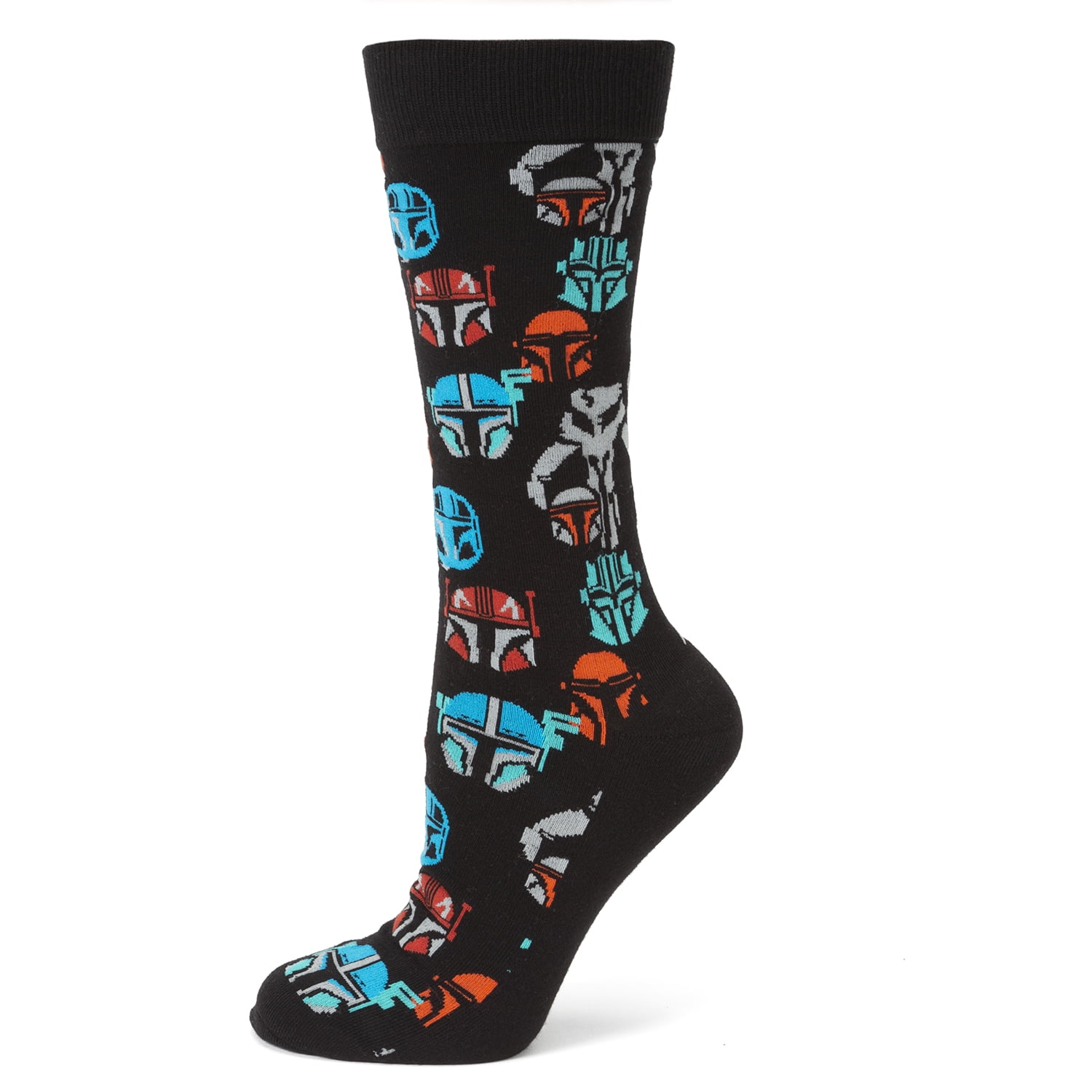 Mandalorian Helmet Multi Colored Black Sock