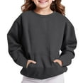 thumbnail image 3 of AUNVITO Boys & Girls 2-12Y Casual Sporty Sweatshirt with Pockets, Stretch Fabric Soft Long Sleeve Solid Color Pullover for Outdoor Activities, 3 of 6