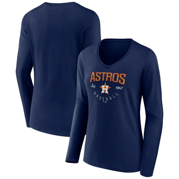 Women's Navy Houston Astros Live For It Long Sleeve Long Sleeve V-Neck T-Shirt