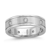 1/2 Carat Diamond Eternity Band 14k Brushed and Polished White Gold