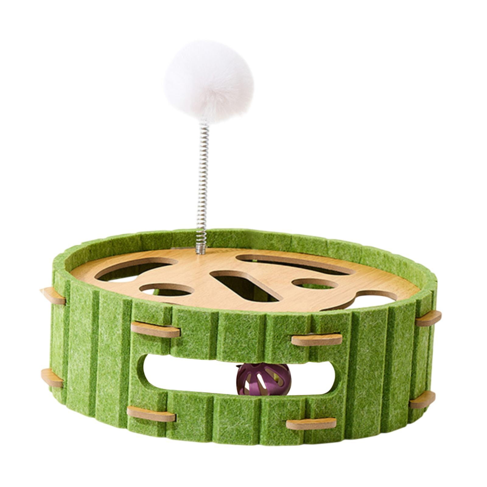Serenable Cat Scratcher Toy with Interactive Balls Cat Scratching Board Accessory Puzzles Ball Track for Training Indoor Kitten Clawing Round