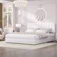 thumbnail image 4 of VECELO Upholstered Platform Bed Frame with 4 Storage Drawers, King Size Bed Frame with Adjustable Headboard, No Box Spring Needed, White, 4 of 7