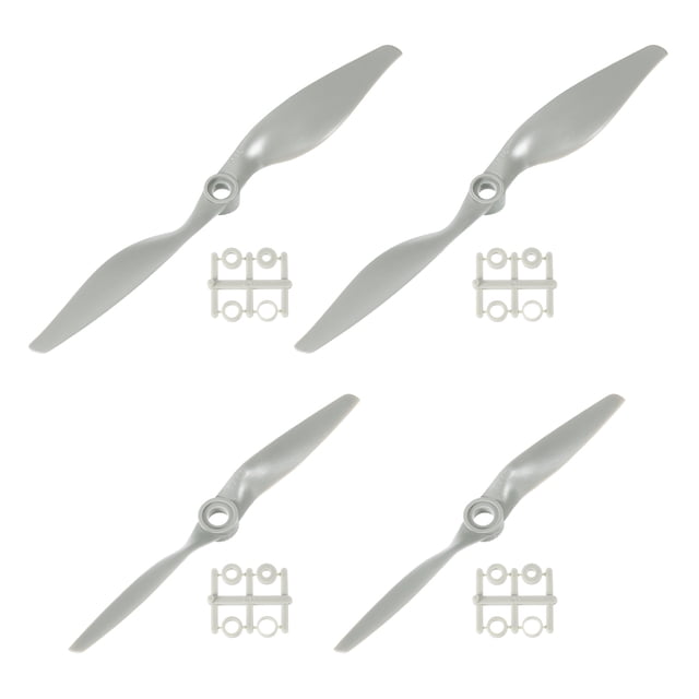 Uxcell 7x5" Hélice Hélices RC de 2 Palas Grises con Anillos Adaptadores para Avión Eléctrico, Paquete de 4