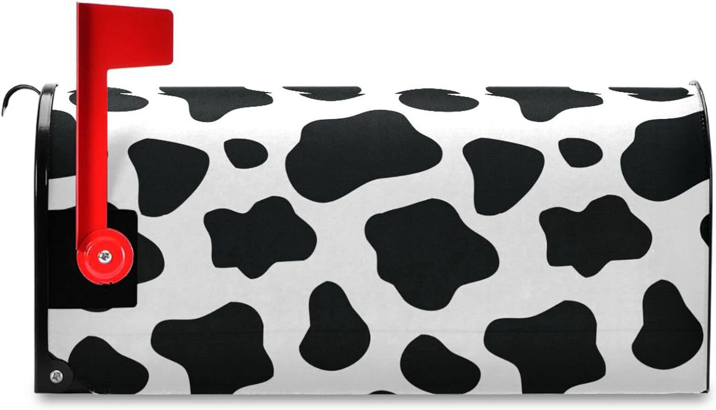 Cow Print Mailbox Covers Magnetic Black White Animal Print Mailbox Cover Wraps Standard Size 18"X21" Post Letter Box Cover Garden Decorations