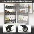 thumbnail image 6 of PetFurnishn Slim Rolling Storage Cart, 4-Tier Rolling Utility Cart, Wood Kitchen Storage Cart with Handle & Wheels, Narrow Rolling Shelving Unit for Kitchen Bathroom Laundry Small Places (Grey), 6 of 10