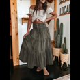 thumbnail image 4 of Vestido Bohemio para Mujer, con Cintura Alta, Volantes, Fluido, con Volantes Escalonados, Corte A, para Playa. Verde S, 4 of 8