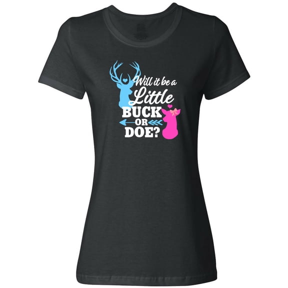 Inktastic Gender Reveal Will It Be a Little Buck or Doe? Women's T-Shirt