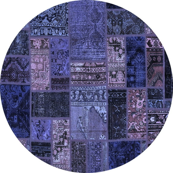 Ahgly Company Indoor Round Oriental Blue Modern Area Rugs, 5' Round