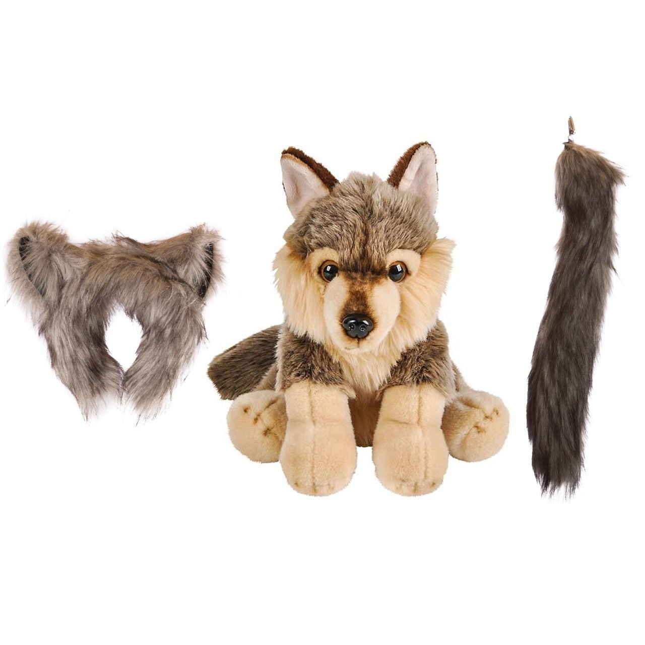 Wildlife Tree Stuffed Plush Wolf Ears Headband and Tail Set with Baby