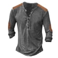 thumbnail image 2 of Henley Shirts for Men Front Placket Button Down Retro Casual Long Sleeve Washed T Shirts for Men Renaissance Top, 2 of 3
