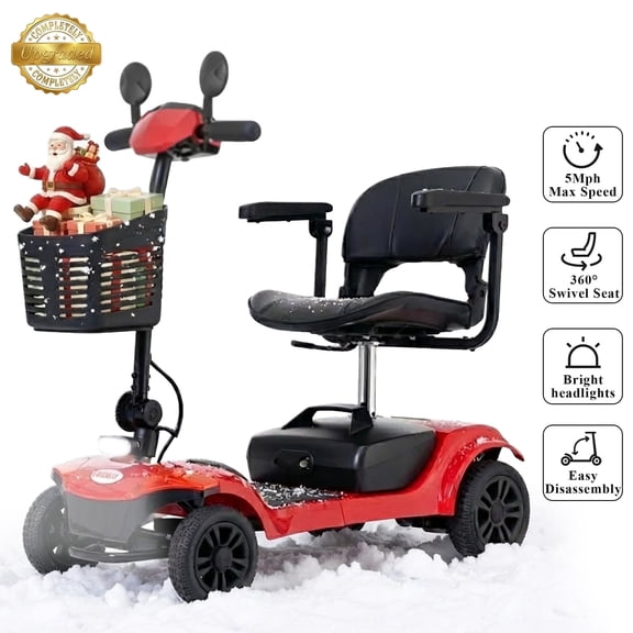 Segmart Mobility Scooter for Seniors, 4-Wheel Electric Mobility Scooter with Swivel Seat,300lbs Heavy Duty Foldable Travel Scooter-Red