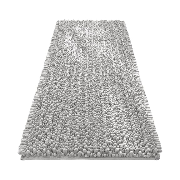 Bathroom Rug, Chenille Extra Soft Absorbent 16.77x23.79 in Non Slip Machine Washable Thick Long Pile Floor Mat for Bath Shower Room Kitchen and Laundry Home Decor Silver