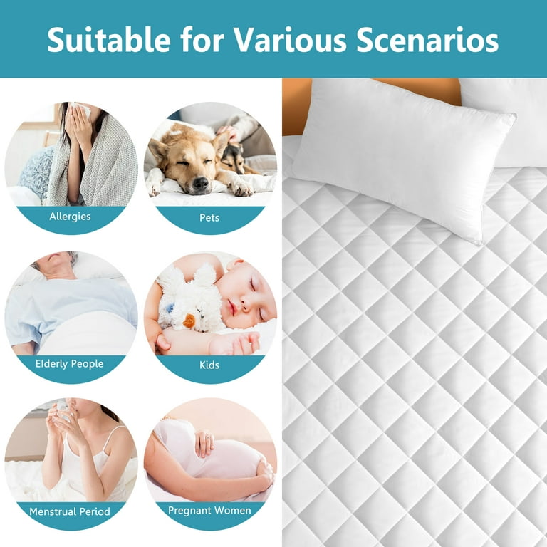 Queen Waterproof Mattress Pad Protector Cover Deep Pocket 60x80 Breathable  Noiseless 8-20Inches Bed Smooth Jersey Mattress Pad Cover Fully Ultra Thin