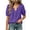 Purple, variant on Women's 2026 Summer Notched Split V Neck Puff Short Sleeve Blouse, Button Front Gathered Curved Hem Loose Fit Casual Daily Top for Commute Shopping and Weekend Outdoor Outings