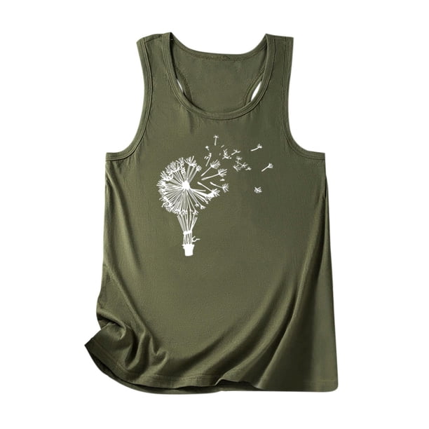Blusa sin mangas con cuello redondo y estampado de girasol para mujer Fridja gh3777