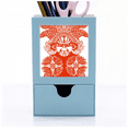 thumbnail image 1 of Red Facial Head Beijing Opera Paper-cut Desk Supplies Organizer Pen Holder Card, 1 of 3