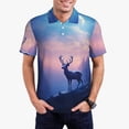 thumbnail image 1 of Fotbe Night Sky Elk Camiseta Polo de Golf para Hombre con Estampado – Camisa Deportiva Transpirable con Cuello Abotonado-Small, 1 of 6