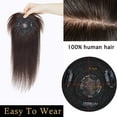 thumbnail image 6 of MY-LADY Clip In Remy Topper Hairpiece With Bangs Human Hair Clip On Toupee Wispy Bangs For Women Middle Part With Hair Loss Thinning Hair #02 Dark Brown, 6 of 8