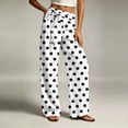 thumbnail image 4 of Lmnyox Women's Pants Polka Dots Cotton Pull On High Waist Pants Fashion Lightweight Lounge Trousers with Pockets, 4 of 6