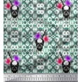 thumbnail image 1 of Soimoi Rayon Fabric Texture,Sword & Horror Skull Halloween Print Fabric by The Yard 42 Inch Wide, 1 of 1
