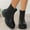 Black, variant on Roncen Women's Winter Ankle Boots Casual Fashion - Solid Color Block Round Toe Slip-On Chunky Low Heel Shoes with Stylish Ankle-Length Design