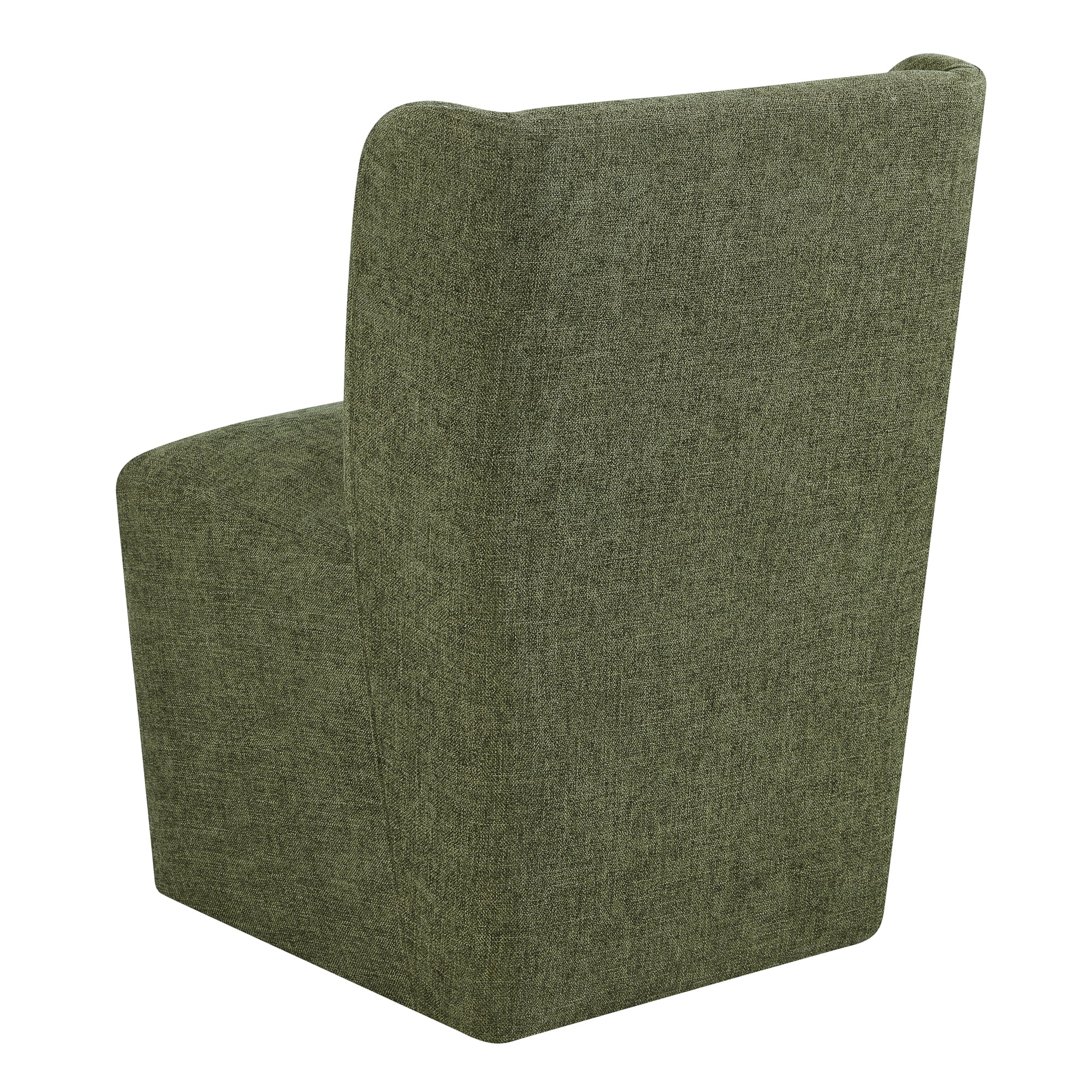 Spruce & Spring Modern Upholstered Dining Chair with Wingback and Hidden Casters, Single, Fabric in Moss Green