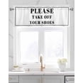 thumbnail image 2 of White Letter Kitchen Valances for Windows Farmhouse Linen Window Valance Curtain for Living Room Window Treatment Modern Minimalist White Text Striped Valance Rod Pocket Topper Drape, 54 x 18 Inch, 2 of 6