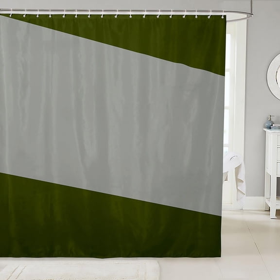 Green And Grey Color Block Shower Curtain 71x71 Inches