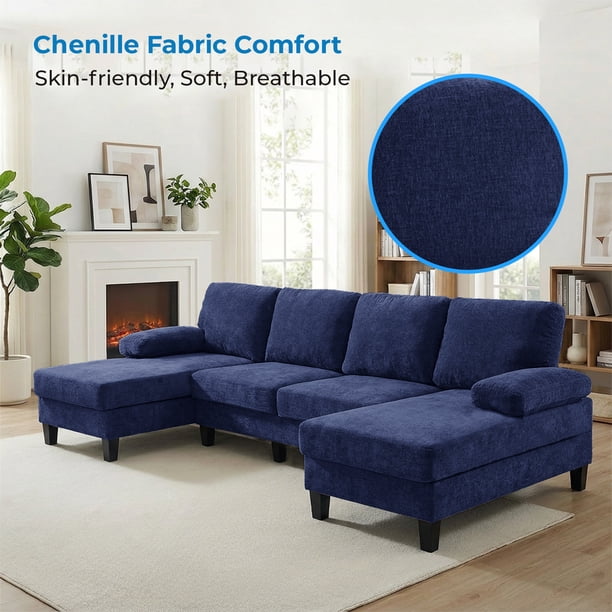 ZAFLY Sectional Couches for Living Room, Chenille U Shaped