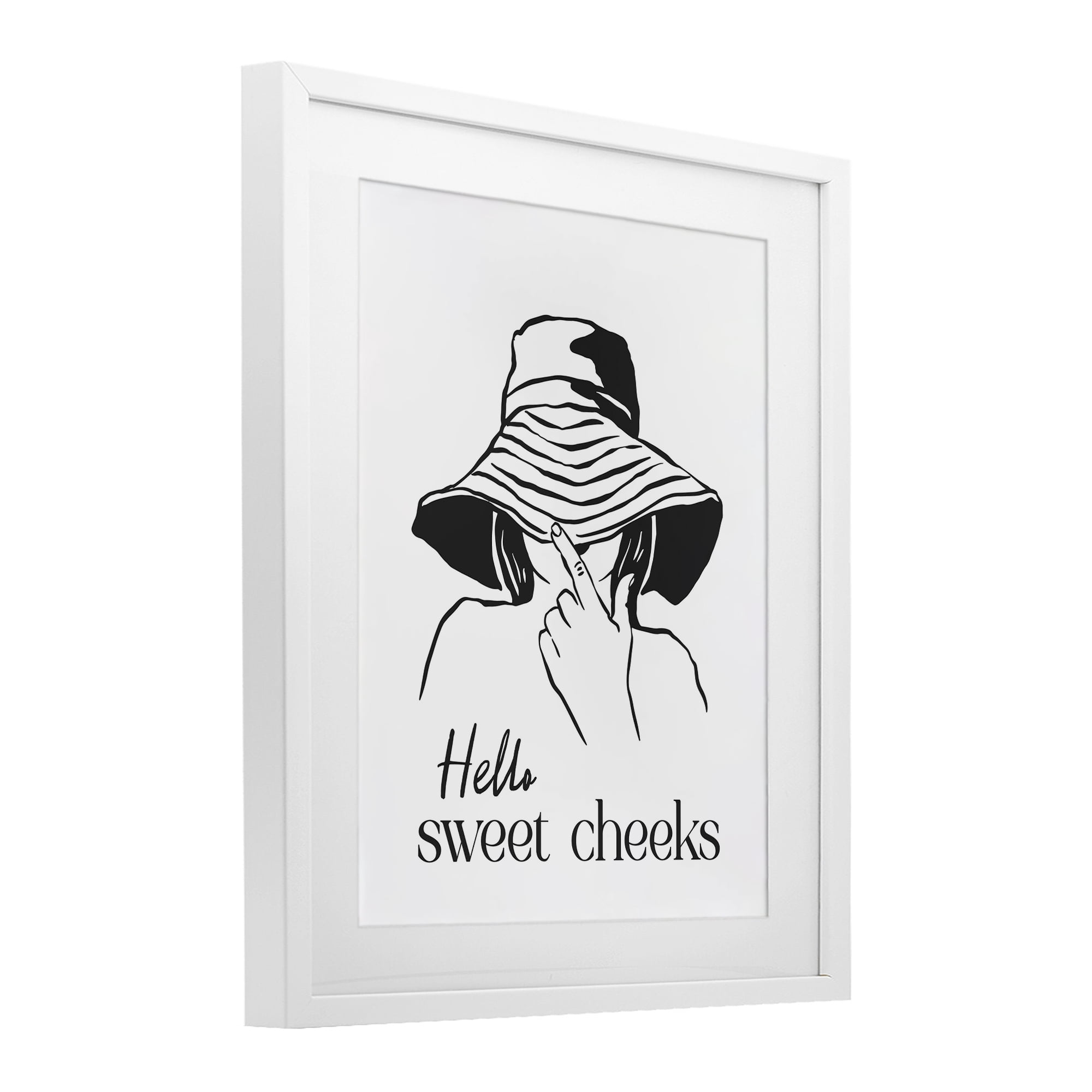 Stupell Industries Sweet Cheeks Bathroom Greeting White Framed Print Under Glass, design by Lettered and Lined
