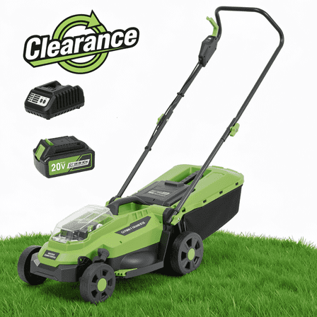 Naipo 20V 13" Cordless Lawn Mower, Electric Lawn Mowers with Brushless Motor, 5 Heights Adjustment, 4.0Ah Battery & Charger Included, for Garden, Yard and Farm, Green