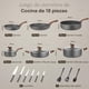thumbnail image 2 of juego de ollas y sartenes antiadherentes, juego de ollas de granito, bateria de cocina antiadherente 18 piezas, ollas de cocina de aluminio, color gris, 2 of 4