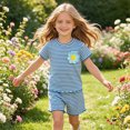 thumbnail image 2 of KPOPLK Kids Toddler Infant Girls Clothes Outfit Sets 2 Piece Casual Heart Print Short Sleeve Round Neck Top Shirt+Pants for 3 6 9 12 Months 2t 3t 4t(3-4 Years,Blue), 2 of 7