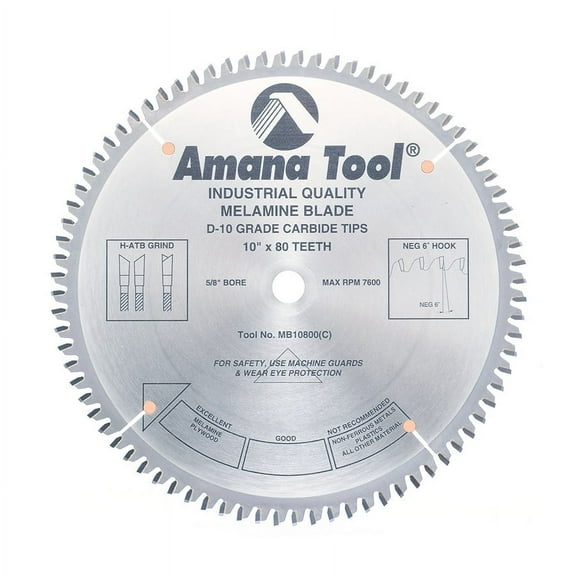 Amana Tool MB10800 Carbide Tipped Double-Face Melamine Blade, 10" x 80T H-ATB