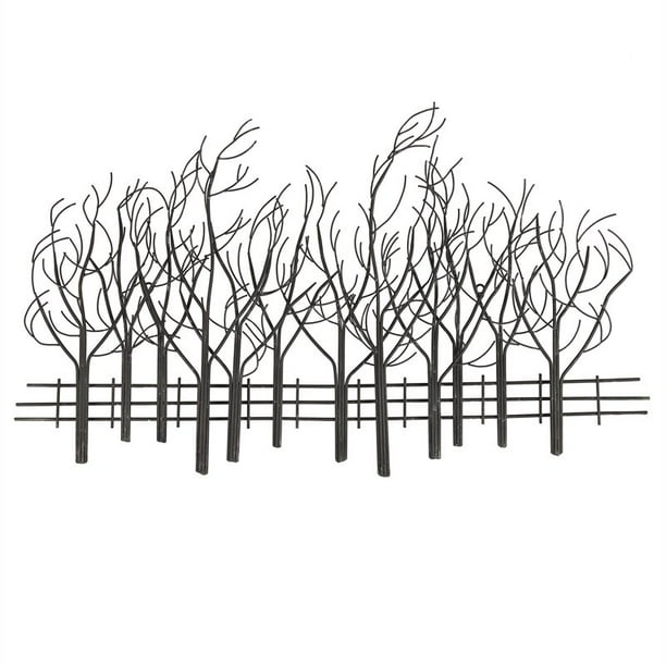 Luxen Home Black Metal Field of Trees Wall Decor