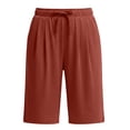 thumbnail image 7 of KIHOUT Women's Casual Knee Length Shorts Elastic Drawstring Waist Pleated Pocketed Soft Cotton Blend All Season Wear, 7 of 7