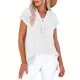 thumbnail image 3 of Eres Más Que una Camisa de Puntuación de Prueba Estilo Casual de Manga Corta de las Mujeres V Cuello Blusa Superior, Camisas de Manga Corta para las Mujeres Pullover de Botón Casual, 3 of 7