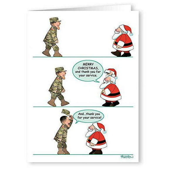 Thank You For Your Service Christmas Card - 18 Cards & Envelopes - 50058