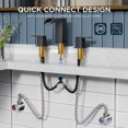 thumbnail image 5 of Black Bathroom Sink Faucet 3 Hole, 8 Inch Widespread Waterfall Square Bathroom Faucets with Metal Pop-up Drain and Cupc Hose Two Handle for Vanity, Lavatory Sink, 5 of 7