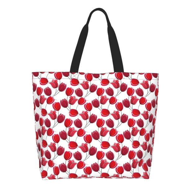 Balery Tulips Flowers Bolsa Tote Estilo Estético con Cremalleras, Bolsa de Hombro, Bolsa de Compras Grande y Plegable