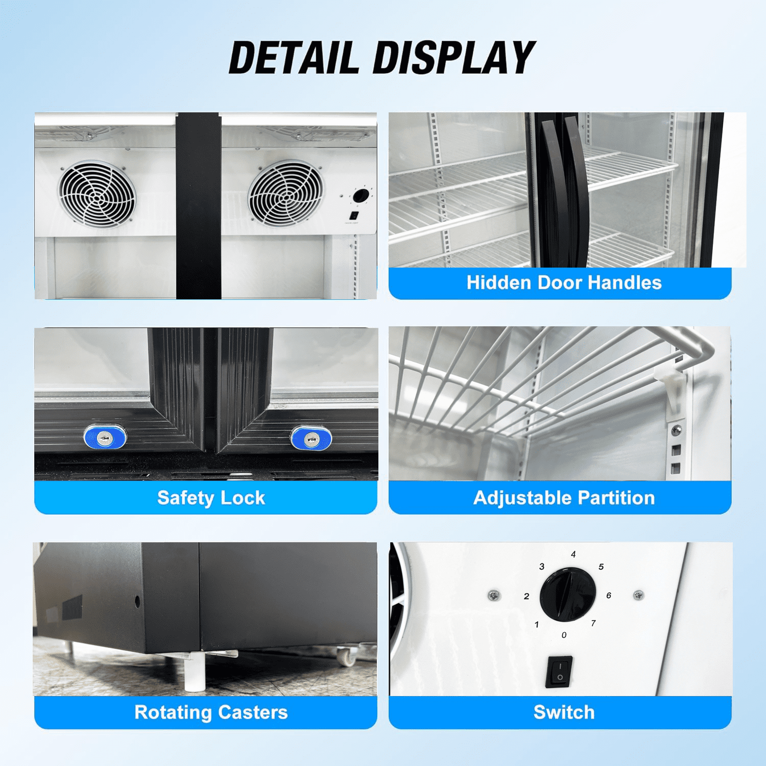 39 inch, 15.5 cu.ft, Commercial Refrigerator Merchandiser, 2 glass door cooler, NSF Certified.