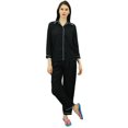 thumbnail image 4 of Bimba Button-Down Shirt With Elastic Waist Pajama Pants 2 Pcs Full Sleeve Night Wear Set, 4 of 9