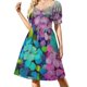 thumbnail image 1 of Hortensias azules y lavanda en un jarrón de cristal Vestido de manga corta Vestido de verano de moda para mujer vestidos largos coreanos para mujer, 1 of 6