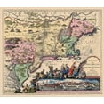 thumbnail image 2 of Unknown 23x20 Black Ornate Wood Framed with Double Matting Museum Art Print Titled - America Septentrionali - 1751, 2 of 4
