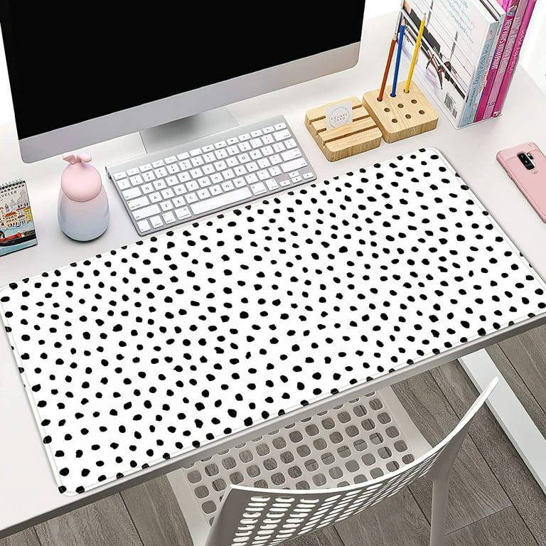 Boho Desk Mat, Polka Dot Large Mouse Pad Desk Pad Boho Desk Accessories for Women  Office Decor, XXL Mousepad Long Laptop Keyboard Mouse Mat 31.5''''X15.7''''  Non-Slip Rubber Base with Stitched Edges 