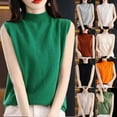 thumbnail image 4 of Wyobmus Womens Kintted Tank Top Form-Fitting Crew Neck Pullover Sweaters Casual Sleeveless Plain Fall Winter Basic Tops B-Green, 4 of 4